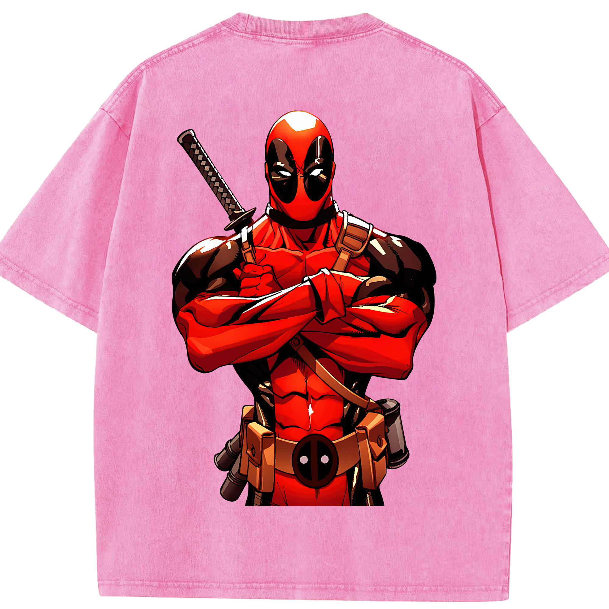 （画像用） Deadpool デッドプール 綿100% ヴィンテージ風 半袖Tシャツ（背面プリント）